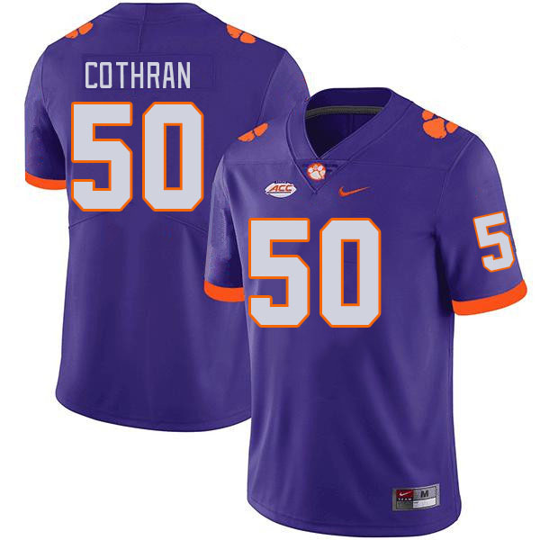 Men #50 Fletcher Cothran Clemson Tigers College Football Jerseys Stitched-Purple